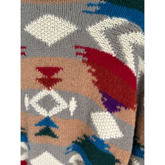 Jacquelyn By Browne Womens Aztec Pattern Wool Cardigan Sweater With Pockets & Bu - Picture 7 of 10